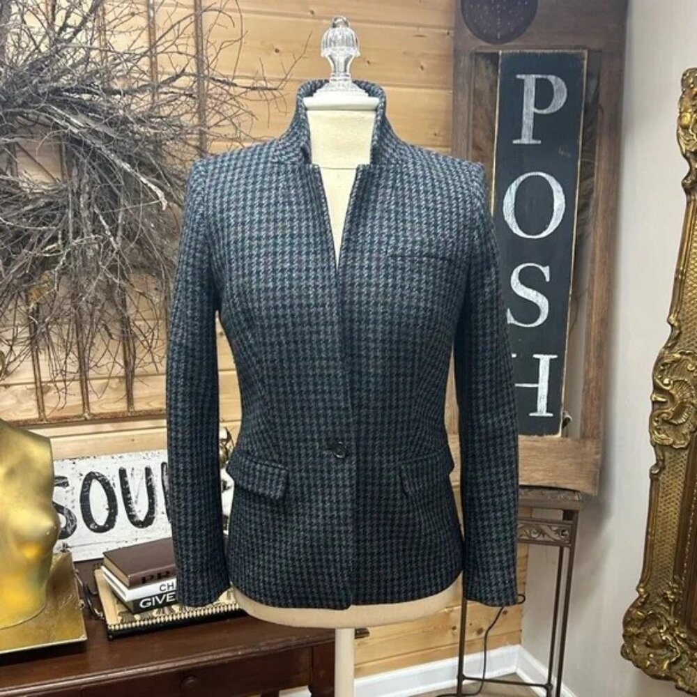 J.Crew Wool Blazer - Size 4 - Grey, Jewel Tones
